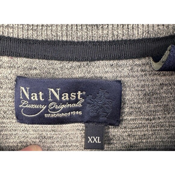 Nat Nast Sweater Men's XXL Purple Quarter Zip Snap Leather Pull Cotton‎ Blend - Picture 7 of 11